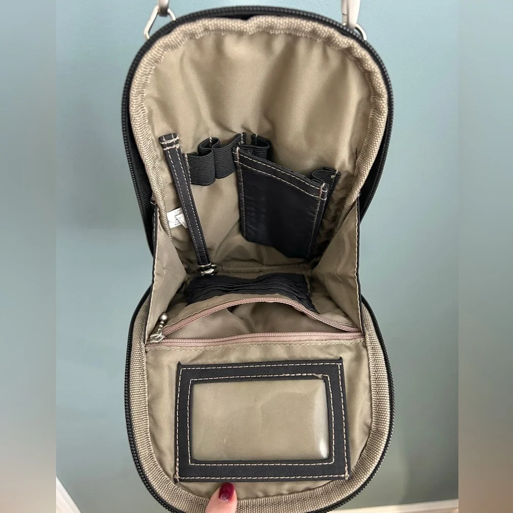 Baggallini Black Travel Multi Pocket Nylon Crossbody Bag